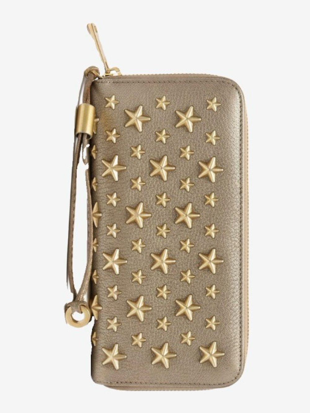 🛍️ Jimmy Choo Authentic Taupe Gold Star-Studded Long Wallet W Dust Cover